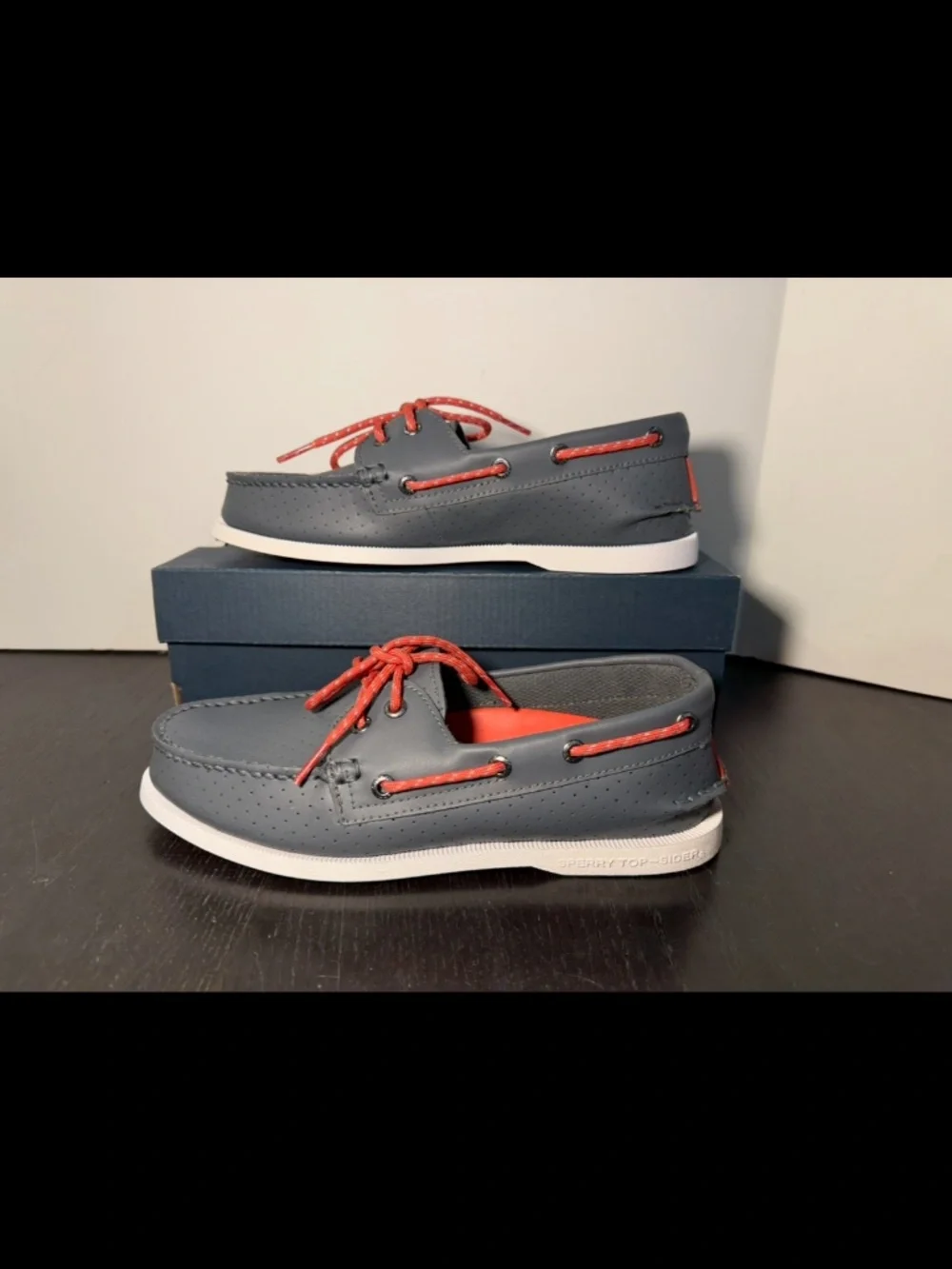 Sperry Resort A/O 2-Eye Perforated Top Sider Boat Shoes Grey Mens 7.5M